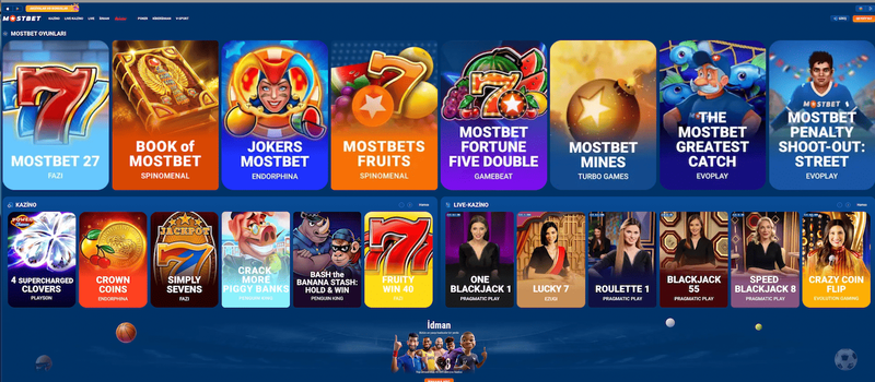 Mostbet casino, idman mərcləri və tətbiq